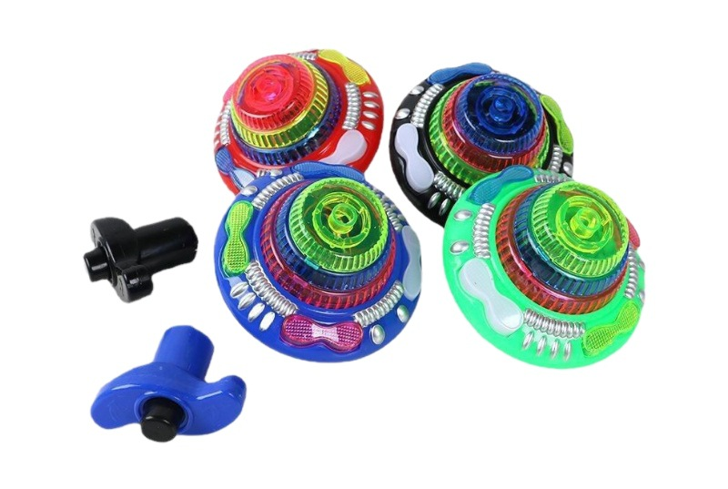 12 Spinning Top with Lights & Music Light Up Peg Tops LED Spin Toys (Multicolor)