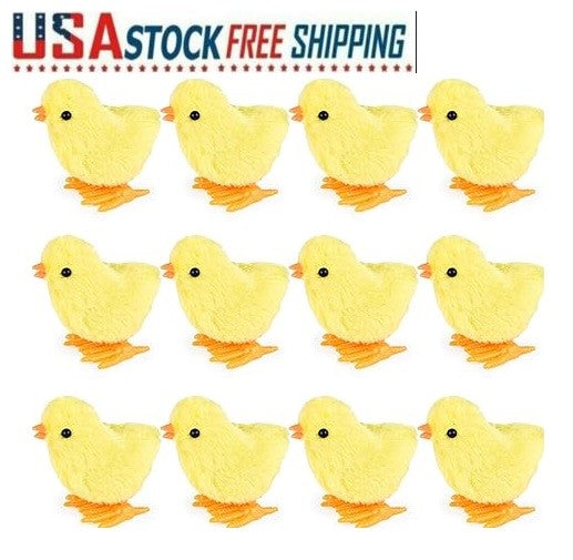12pcs Wind Up Chick Toys, Wind-Up Jumping Cute Chicken Plush Chicks Toys for Kid