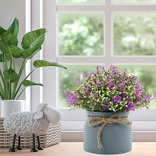 Artificial Plants for Decor-Miniature bonsai of simulated orchid bean Flower Nice-Looking Beautiful Decorative Fake Vivid Fake Flower Realistic Plant Decor