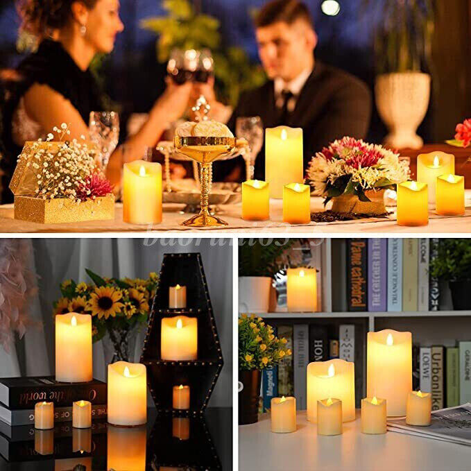 3 PCS Flameless Pillar Candle Flickering Moving Wick LED Candles Remote Control