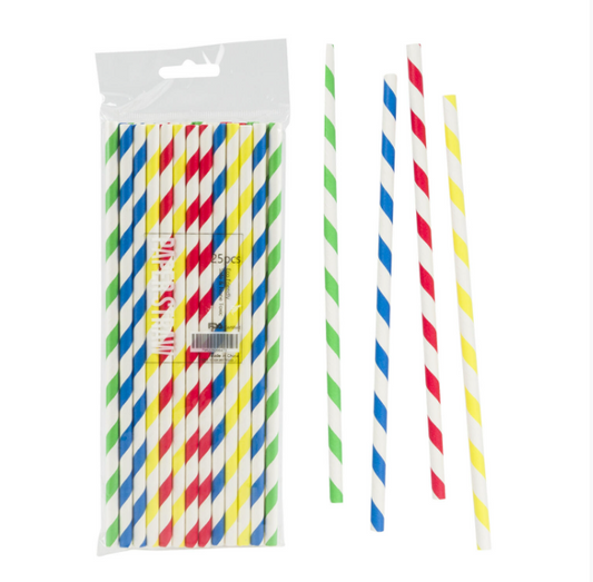 25 Piece Striped Paper Straw Pack