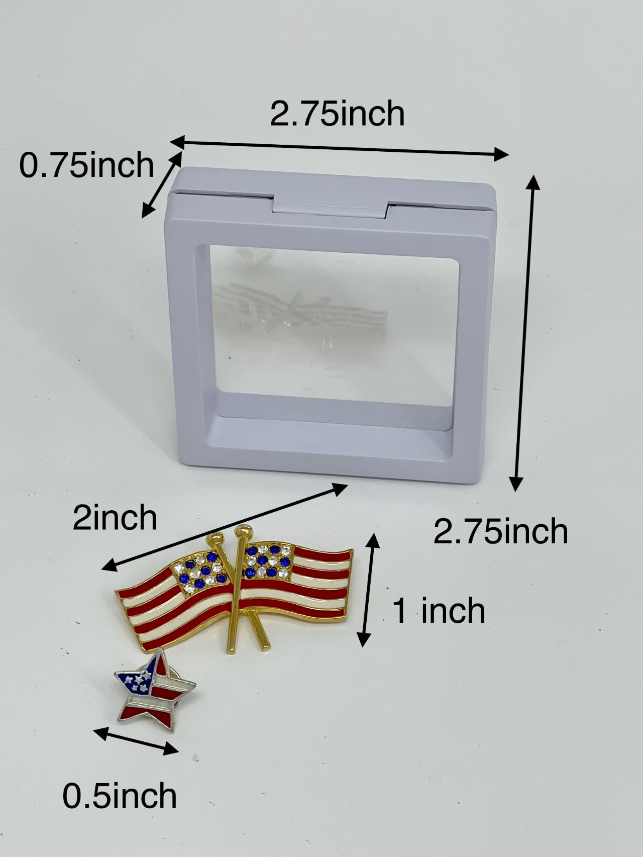 Great American Flag And Star Pin Set With Dustproof Film Suspension Jewelry Box