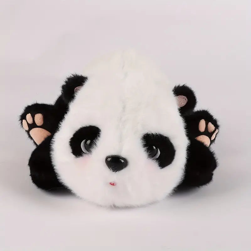 Furry Lying Panda Plush Doll Cute Chinese Panda Plush Toy, Soft Panda Stuffed Animals Plushies Kawaii Sleeping Pillow Birthday Gift For Baby Kids