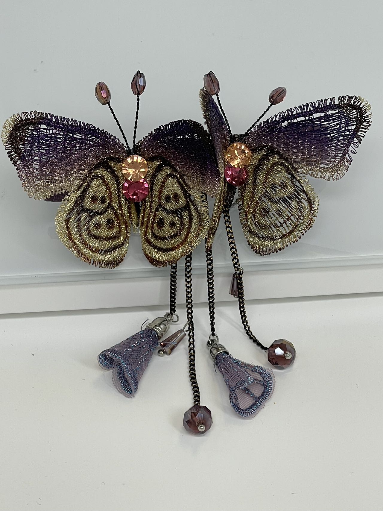 Butterfly & Tassel Decor Hair Clip Embroidered French Barrette Elegant Headwear Bridal Wedding Hair Accessory