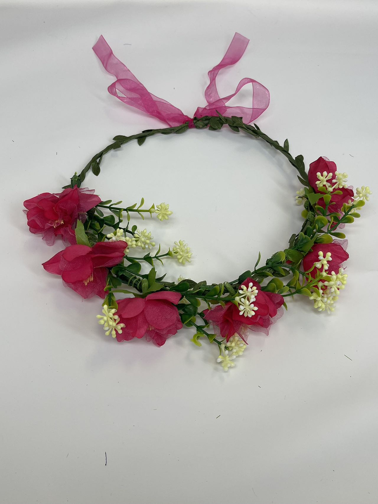 Camellia Rose Flower Decor Hair Bnad Flower Crown Hair Wreath Garland Headband Headpiece with Ribbon Festival Wedding Party Supplies