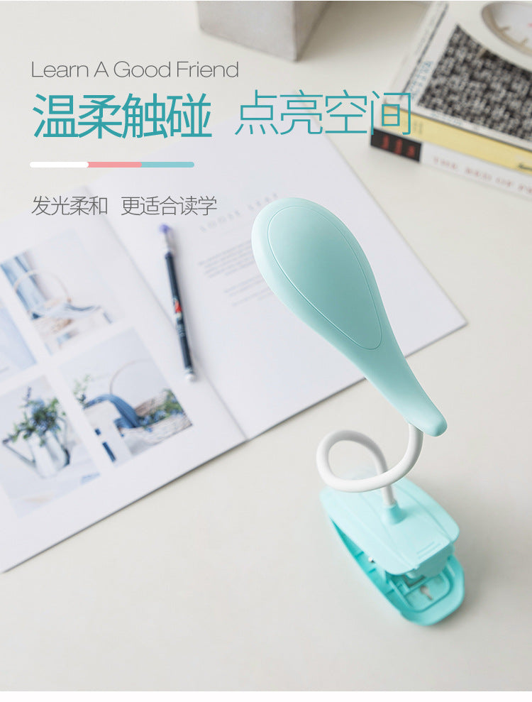 Creative Clip on Lamp, USB Rechargeable Battery Reading Lamp, Clip on Light for Bed Clip on Battery Light with 3 Brightness Level, USB Rechargeable, Reading Lamp