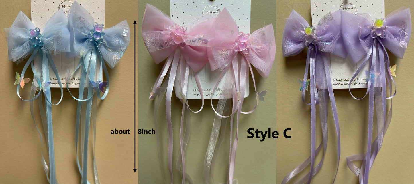 Girls Adorable Butterfly Streamers Hair Clips Headwear Princess Princess Hair Accessories