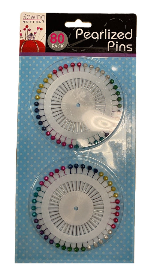 80 Sewing Pins 1.5" Pearl-Head Round & Oval + 12 Pack Sewing Thread