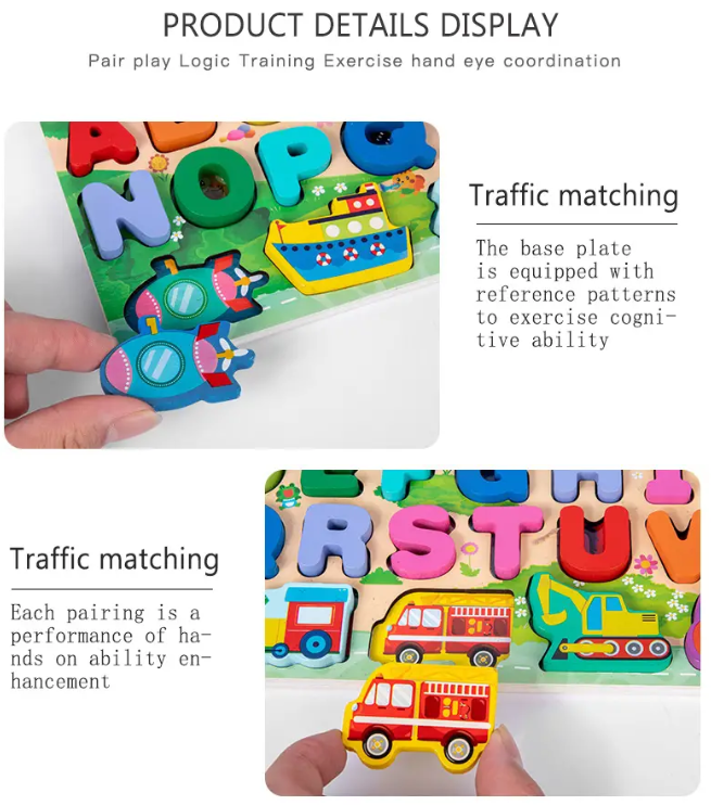 Children's Preschool Number Letter Traffic Fishing Busy Board Math Toy Wooden