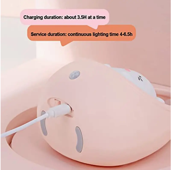 Smart Night Light Motion Sensor Warm Light USB Chargeable Cute Animal LED Desk Lamp Gifts Silicone Wall Lights For Bedroom Pink Rabbit