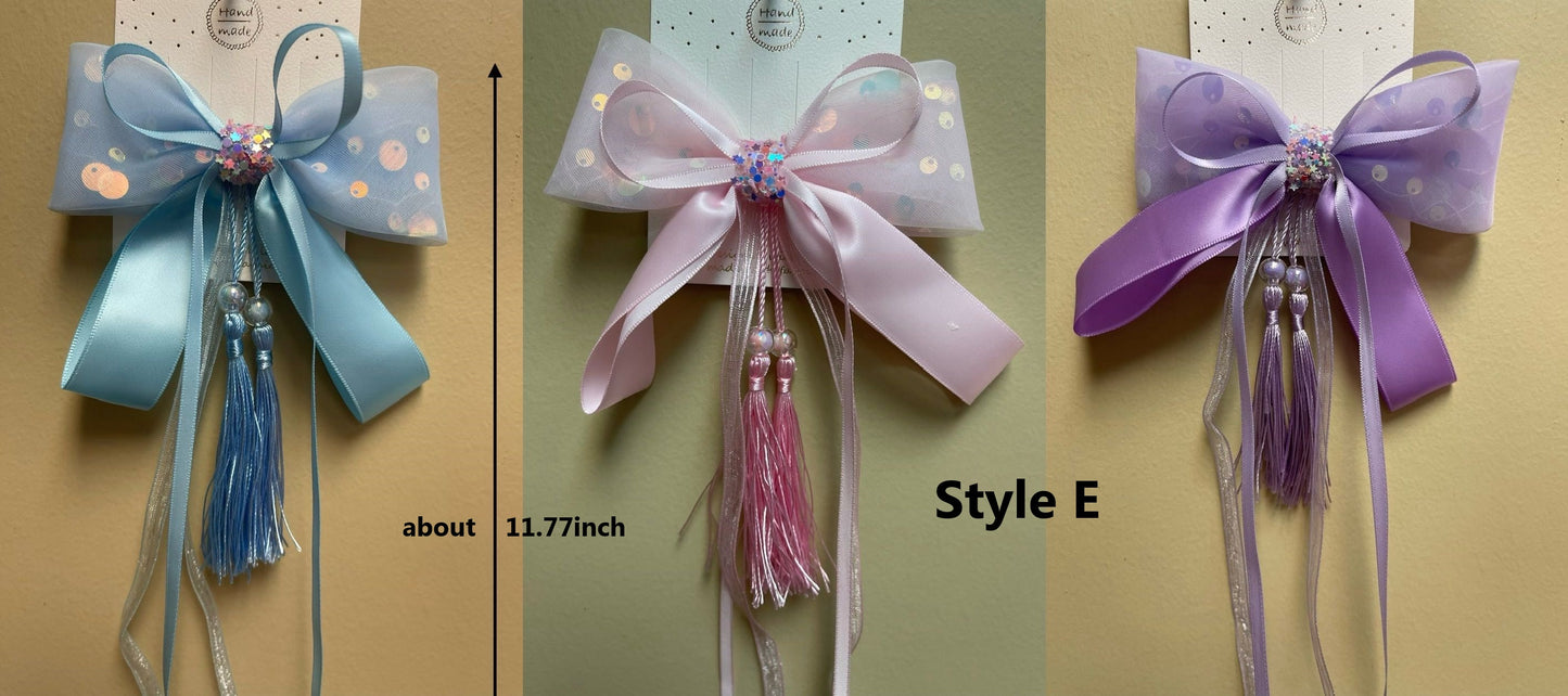 Chiese Ancient Style Elegant Bow Tassel Hair Clips Decorative Hanfu Hair Accessories Holiday Gift for Party Performance Girls Accessories