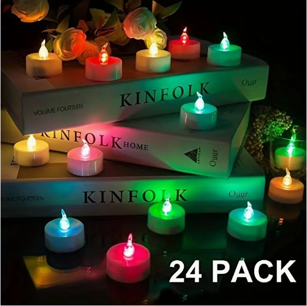 Color Changing LED Tea Lights, Flameless Tealight Candles With Colorful Lights, Battery Operated Colored Fake Candles, No Flickering Light