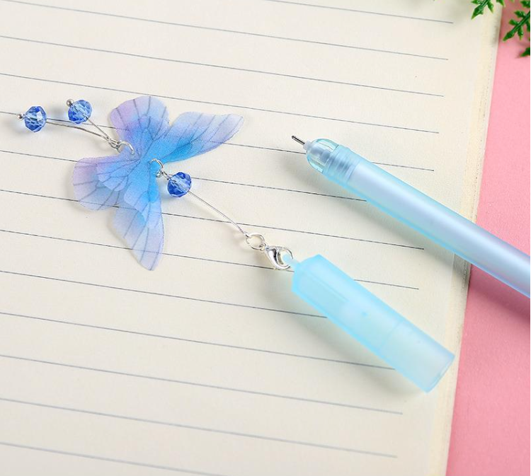4pcs Butterfly pendant pen cute pendant gel pen creative small fresh girl signature black pen