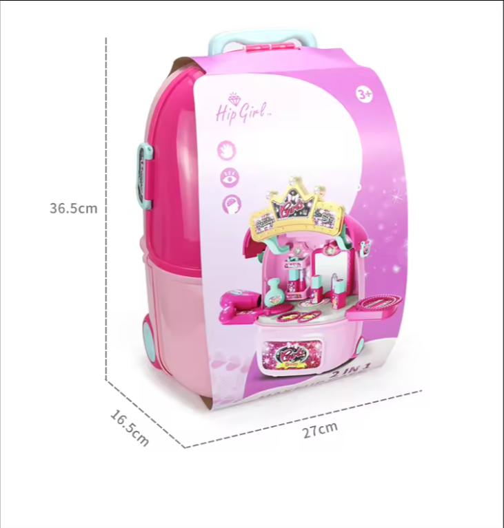Girls' 2-In-1 Makeup Table & Trolley Case Set With Light & Sound !