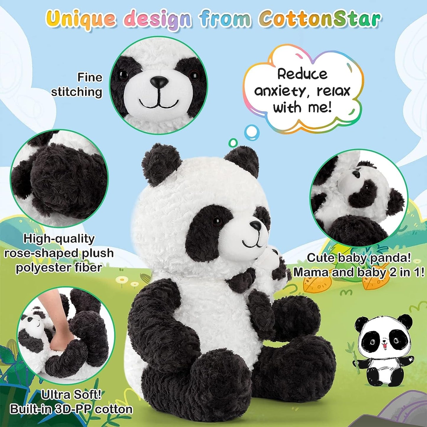 Adorable 1pc Mother and Child Animal Plush Toy Set - Panda Perfect Collectible Dolls for Baby Shower!