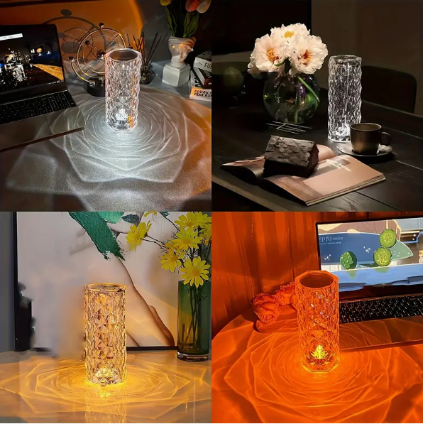 16 Colors RGB Crystal Rose Desk Lamp, Touch And Remote Control, USB Charging, USB Dimmable Desk Lamp, Romantic Atmosphere Light, Christmas Gift, Halloween Gift