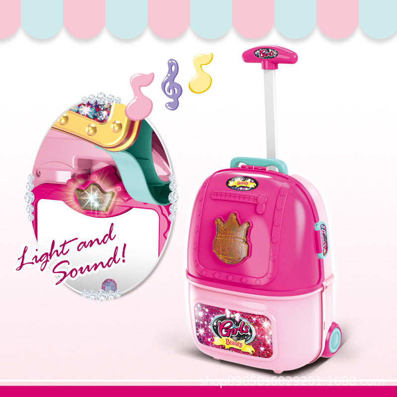 Girls' 2-In-1 Makeup Table & Trolley Case Set With Light & Sound !