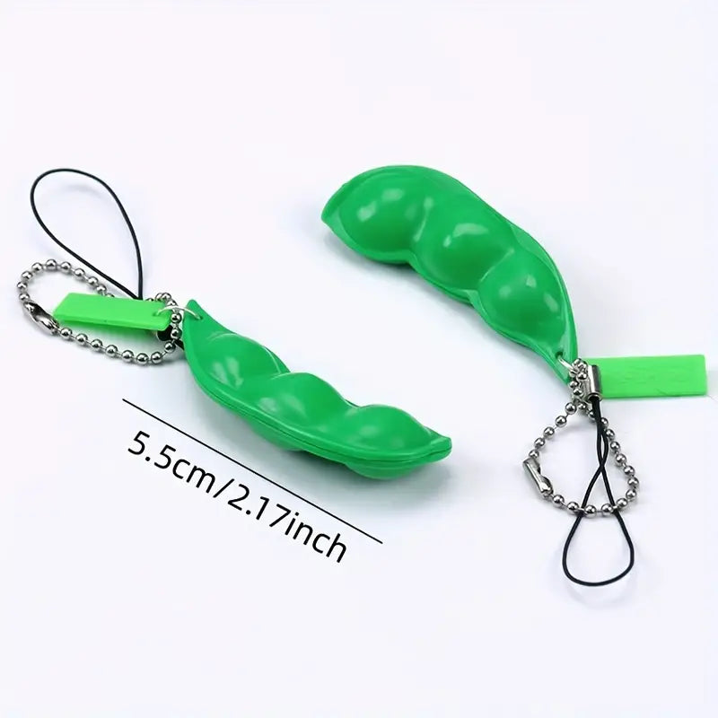 5/10PCS Stress Relief Toy: Edamame Pea Keychain - Perfect for Anxiety Relief! Extrusion Bean Pea Soybean Stress Relieving Chain Toy