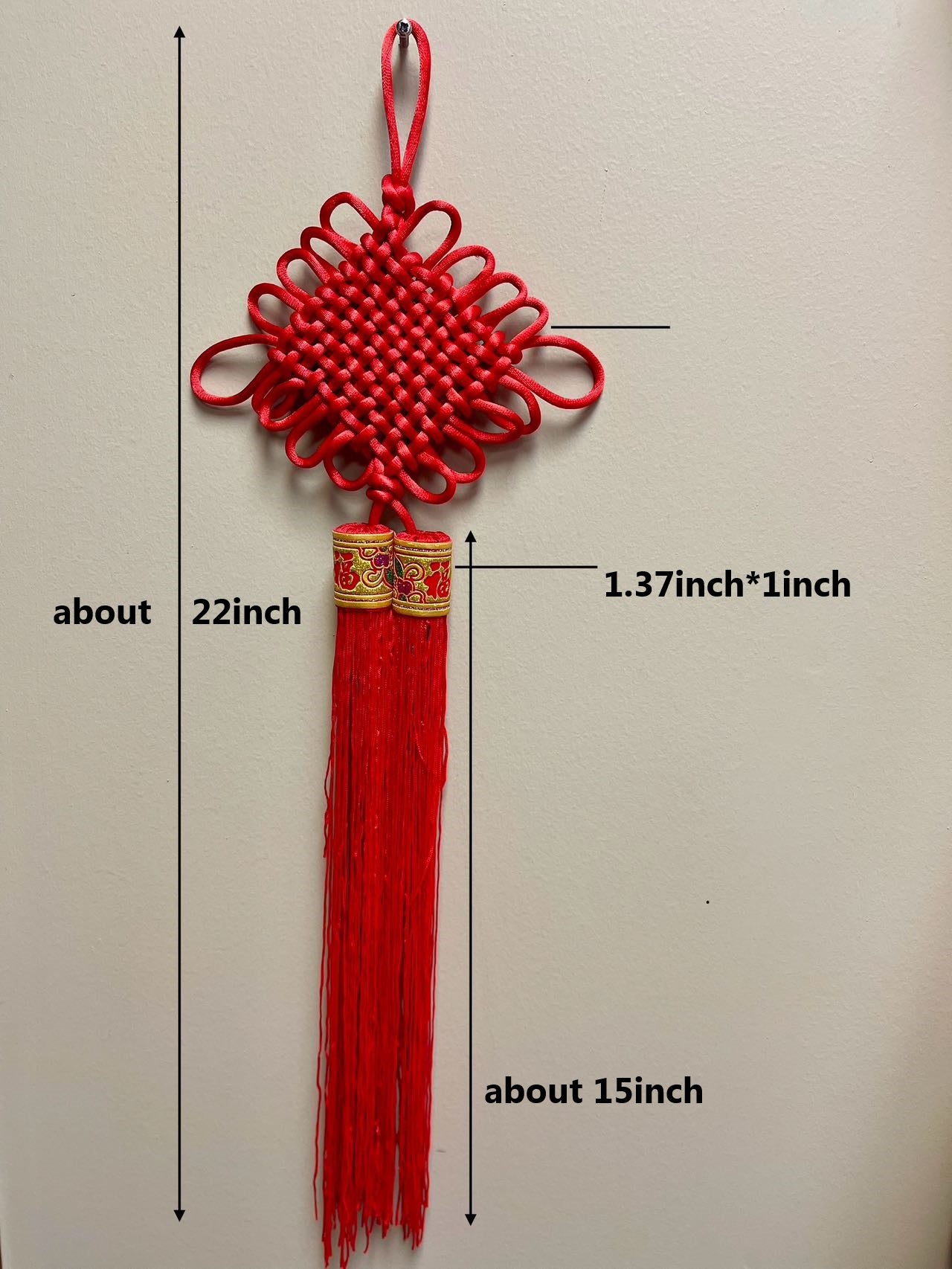 Chinese Knot, Chinese Lunar New Year Decorations, For Home Pendant Hanging Chinese Oriental Good Luck Wealth Charms, Chinese Knot Decoration Spring Festival, Red Tassel Ears Gift