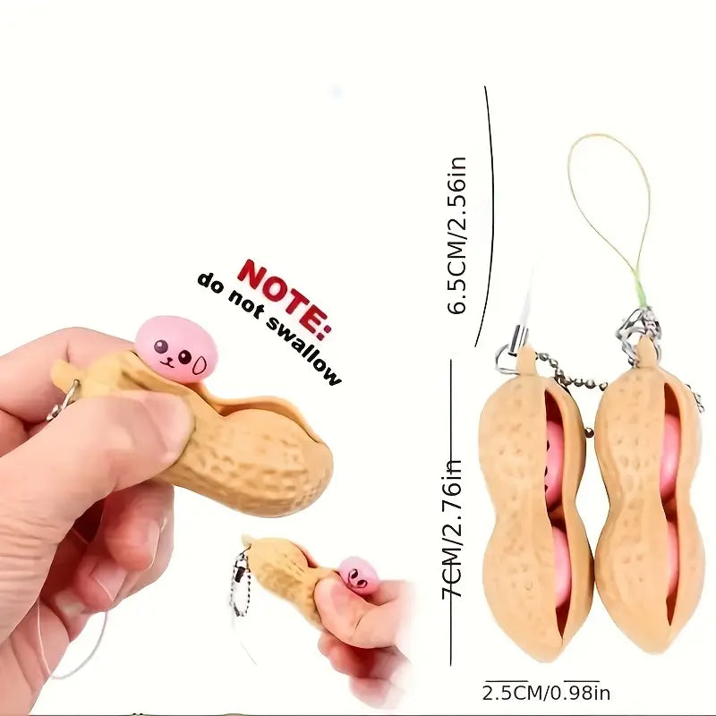 5/10pcs Squeeze Peanut Keychain Decompression Toy Pendant Keyring Funny Doll Hanging Bag Accessories Party Favor