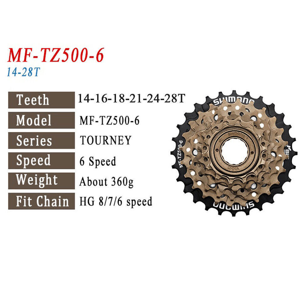 Shimano Tourney MF-TZ500 6 / 7 Speed 14-28T / 14-34T Freewheel Cassette