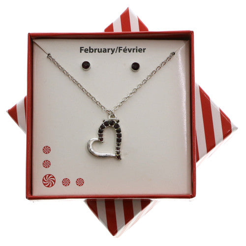 Necklace & Earring Set with 'February 'Birthstones