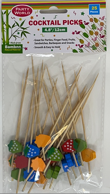 100 Pieces Cocktail Picks Fruit Picks Bamboo Cocktail Pins Cake Toppers