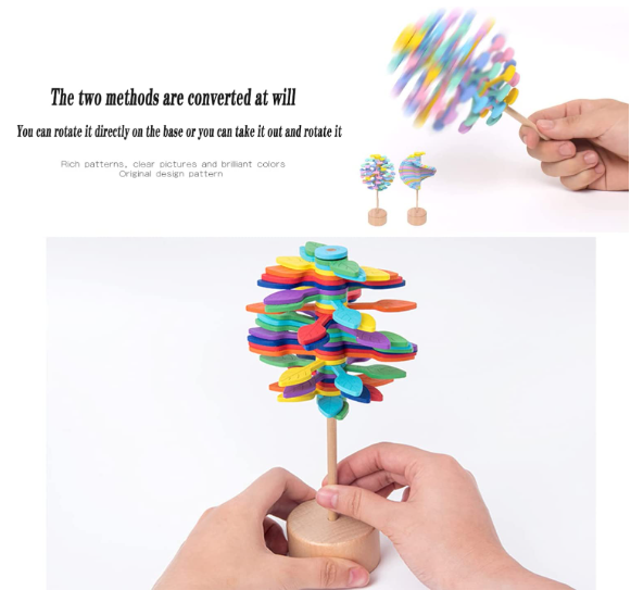 Decompression Toy Rotating Lollipop Decompression Stick Office Decompression Artifact Creative Wooden
