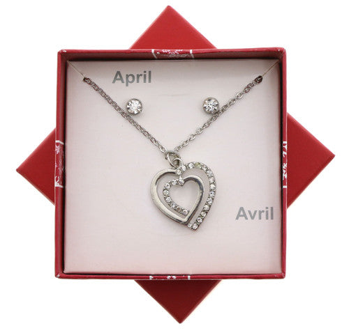 Necklace & Earring Set with April Birthstones