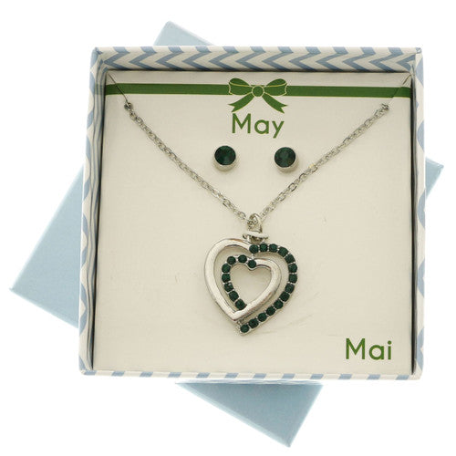 Necklace & Earring Set with May Birthstones