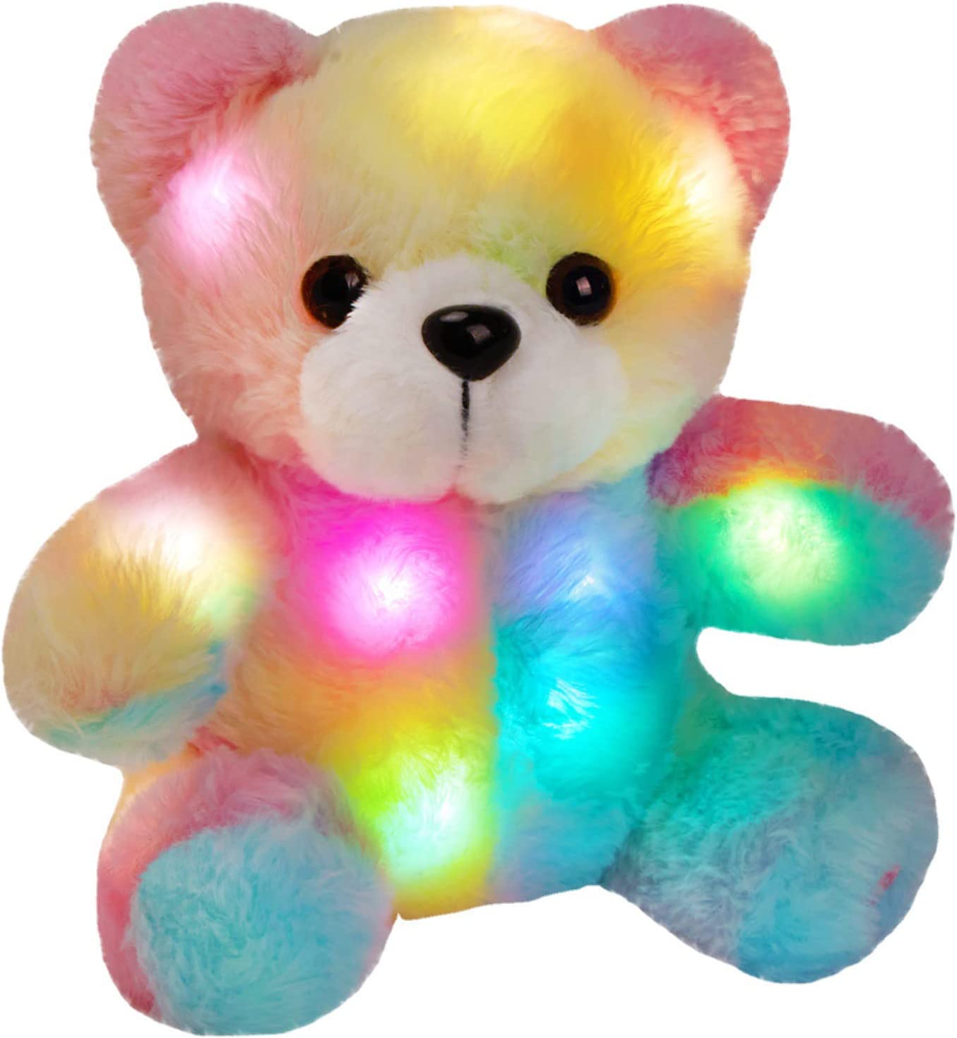 Light Up Stuffed Bunny Plush LED Bear Dog Stuffed Animal Toy Night Light Rabbit Easter Valentines Day Gift (Bear, 7.8 x 7.8 inch)