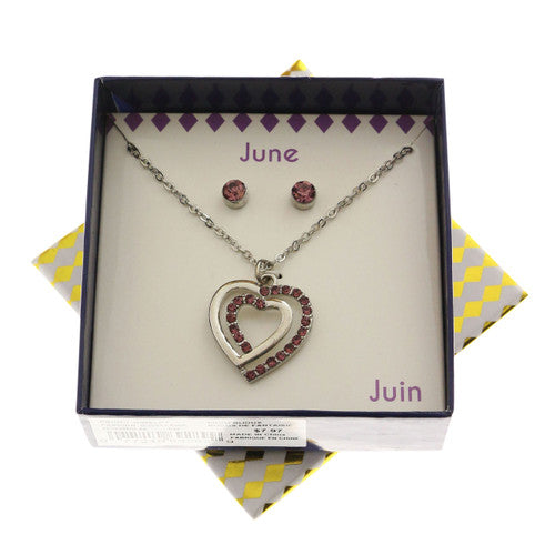 Necklace & Earring Set with June Birthstones