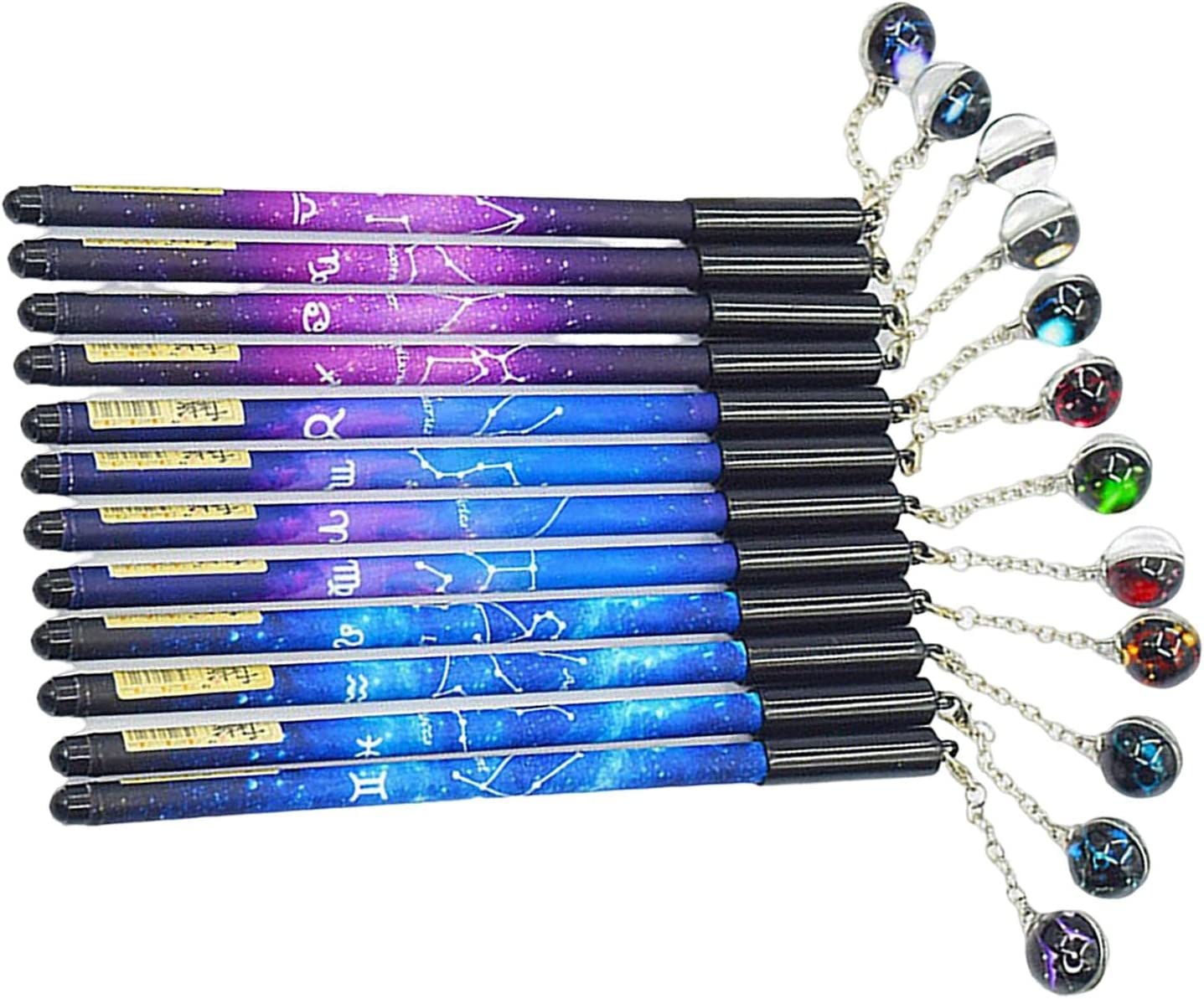 12 Pieces Constellation Gel Pens 0.5 mm Smooth Tip Pendant Writing Pen for Office Students Stationery Supplies