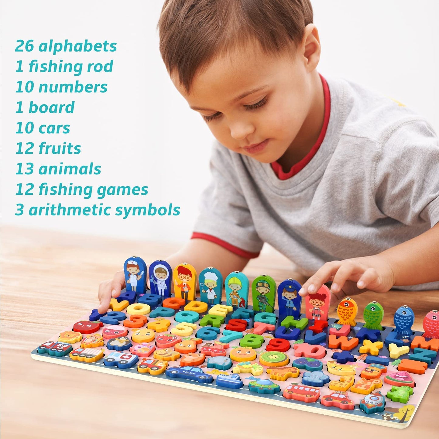 Wooden Number Sorting Montessori with Magnet Fishing