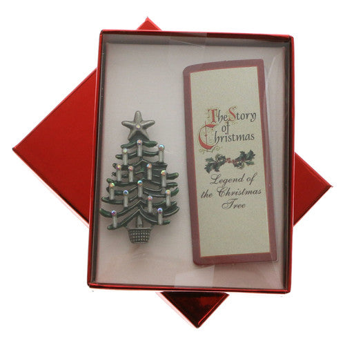 Christmas Tree Pin with Book "Legend of the Christmas Tree" Gift Box