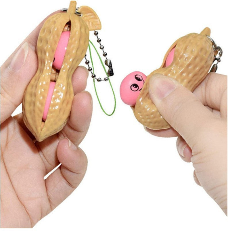 5/10pcs Squeeze Peanut Keychain Decompression Toy Pendant Keyring Funny Doll Hanging Bag Accessories Party Favor