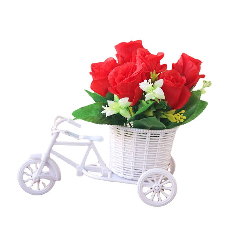 Nostalgic Bike Artificial Flower Decor for Home and Weddings - Mini Garden Plant Stand