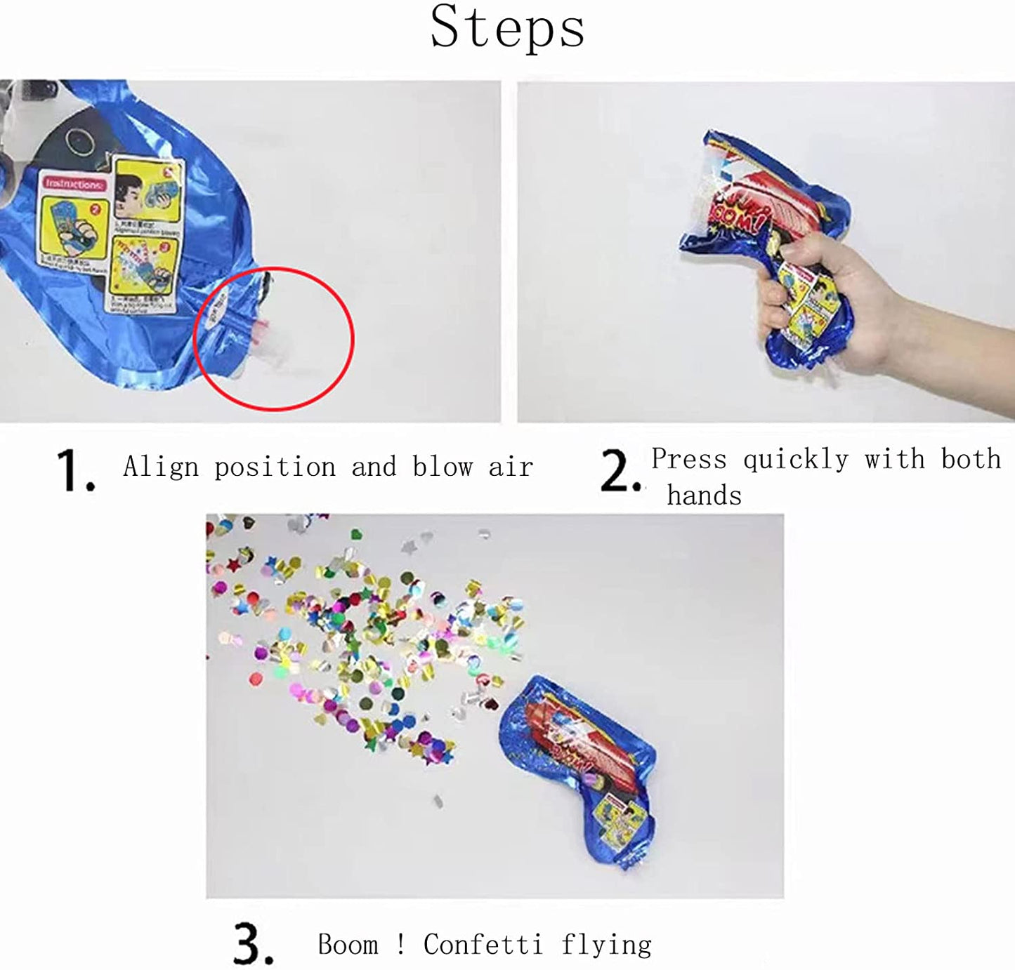 12Pcs Party Popper Gun Confetti Popper Cannon Blow Handheld Air Confetti Shooter