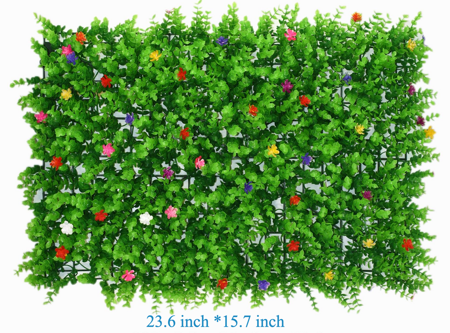 Artificial Boxwood Hedges Panels with Mini Color Flower, Thick Grass Greenery Ivy Privacy Fence Screen for Outdoor Intdoor, Faux Plant Wall Backdrop for Home Garden/Wedding Decor