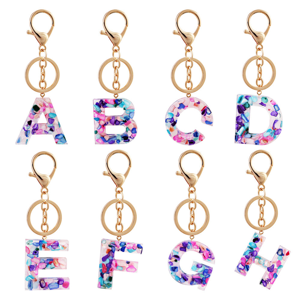 Alphabet Keychain Resin Cute Key Chain Ring Purse Bag Backpack Charm Earbud Case Accessories Women Girls Gift
