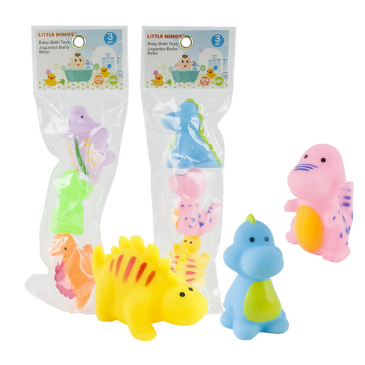 3 Piece Dinosaur Baby Bath Toy Set