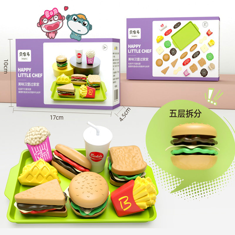 Happy Little Chef Pretend Play Kitchen Food Set Kids Plastic Fast Food Playset