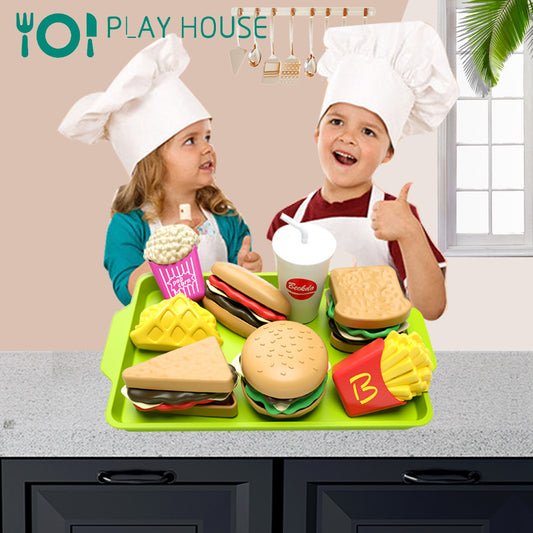 Happy Little Chef Pretend Play Kitchen Food Set Kids Plastic Fast Food Playset